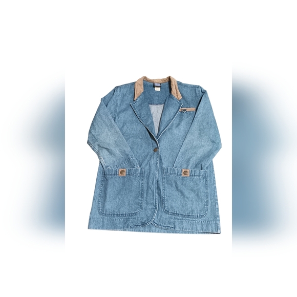 Jantzen Blue Denim Jacket with Brown Collar - Picture 9 of 9